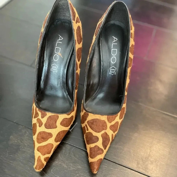ALDO GIRAFFE PRINT PONY HAIR POINTED TOE STILETTOS SIZE 36/6 - Picture 7 of 12